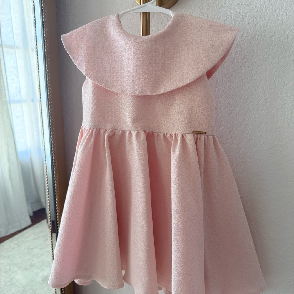 Adorable Pink Ruffle Collar Kids Formal Dress